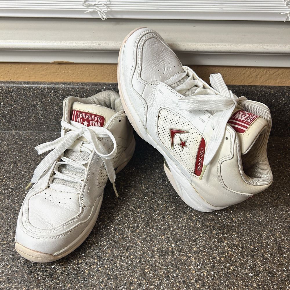 Converse All Star Men's Size 7 Shoes White/Ivory Leather Lace Up Sneaker Mid Top